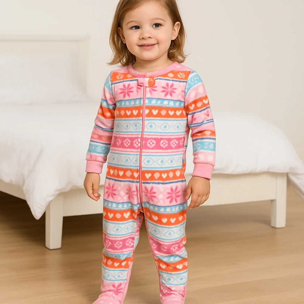 L) Carter's Pink and Orange Footie One Piece with Nordic Design